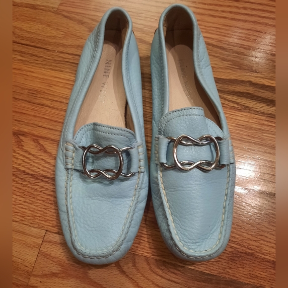 Nine West Light Blue Loafers - Size 5‎ - Metal Accents - Picture 1 of 7